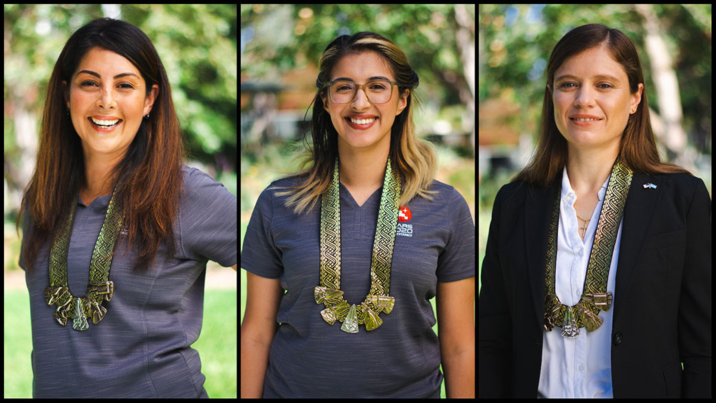 De izquierda a derecha: Diana Trujillo, Christina Hernandez y Clara O’Farrell, ingenieras del equipo de la misión Mars Perseverance róver de la Nasa.